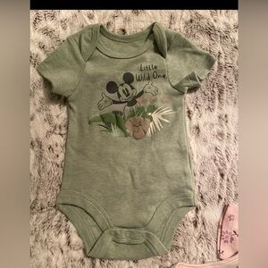 EUC Disney Green Mickey Mouse Bodysuit